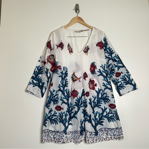 Soft Surroundings Blue and Red Swim Coverup - Picture 1 of 8